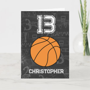 Tarjeta Baloncesto de cumpleaños número 13 personalizado