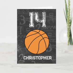 Tarjeta Baloncesto de cumpleaños número 14 personalizado