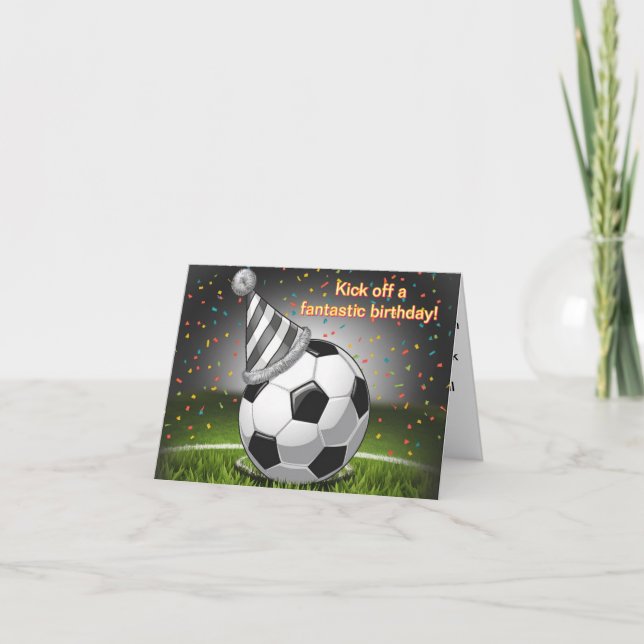 Tarjeta Baloncesto de fútbol con cumpleaños de gorra de cu (Anverso)
