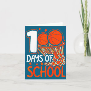Tarjeta Baloncesto del 100.º día de escuela Niños 100 días