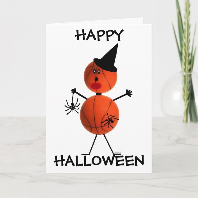 Tarjeta Baloncesto del feliz Halloween (Anverso)