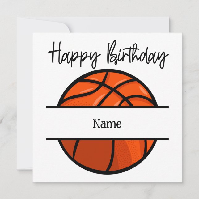 Tarjeta Baloncesto Feliz cumpleaños a jugador con bola (Anverso)