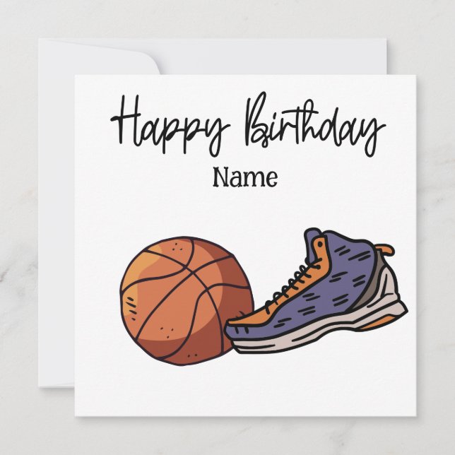 Tarjeta Baloncesto Feliz cumpleaños a jugador con bola (Anverso)