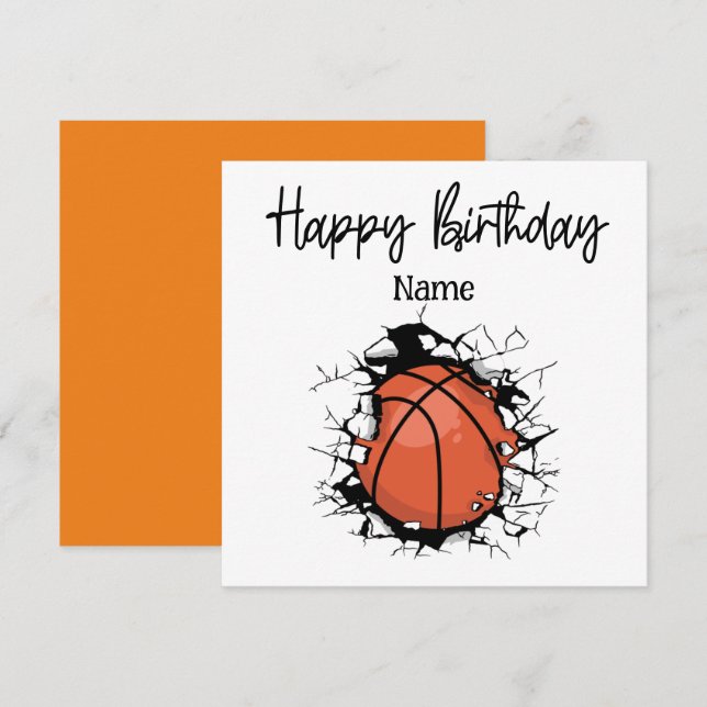 Tarjeta Baloncesto Feliz cumpleaños al jugador (Anverso / Reverso)