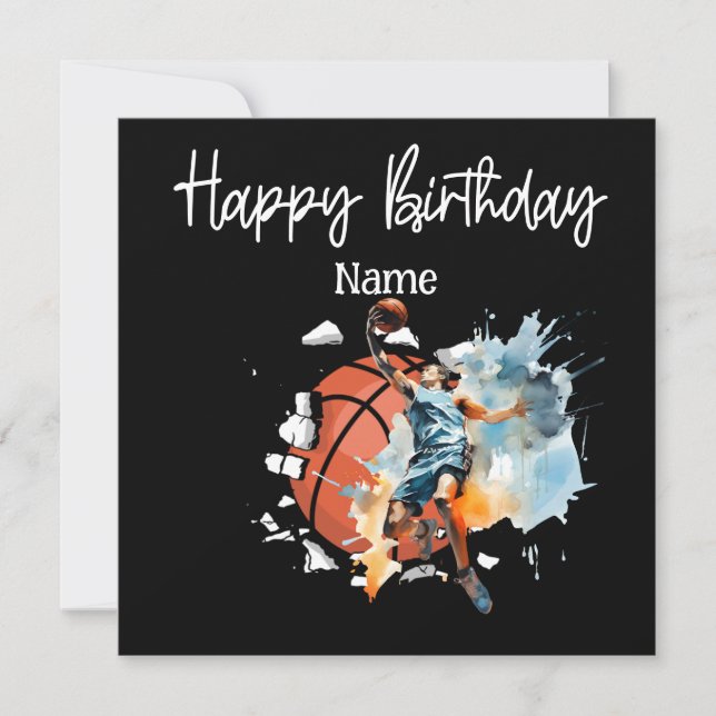 Tarjeta Baloncesto Feliz cumpleaños al jugador (Anverso)