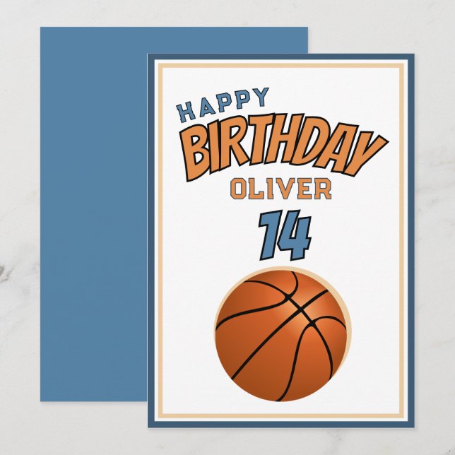 Tarjeta Baloncesto Feliz Cumpleaños Deportes (Anverso / Reverso)