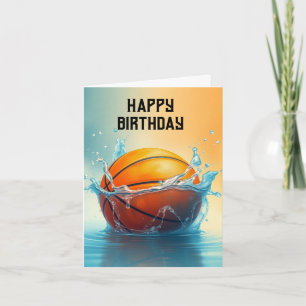 Tarjeta Baloncesto Feliz cumpleaños golpeando el agua