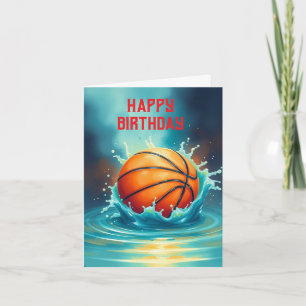 Tarjeta Baloncesto Feliz cumpleaños golpeando el agua