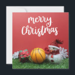 Tarjeta Baloncesto Feliz Navidad con Snowman<br><div class="desc">Baloncesto Feliz Navidad con Snowman</div>