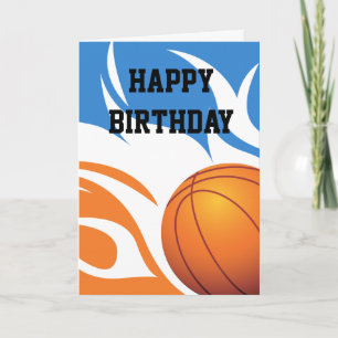 Tarjeta Baloncesto flamante Azul y Naranja