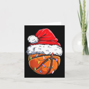 Tarjeta Baloncesto Gorro de Santa de Navidad - Divertido B
