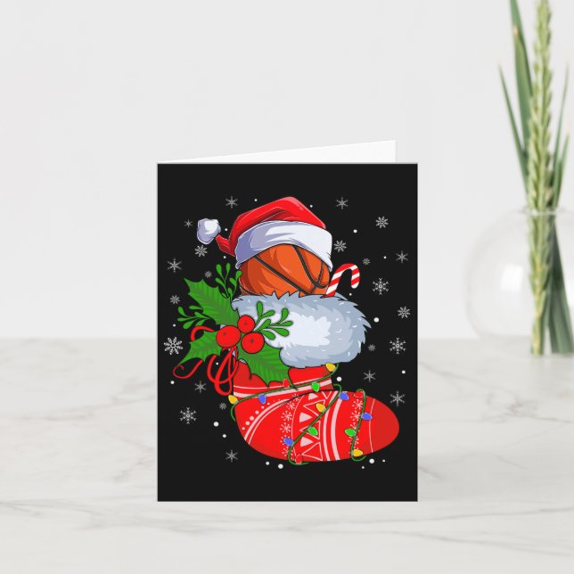 Tarjeta Baloncesto Gracioso En Navidades Socava Santa Bask (Anverso)