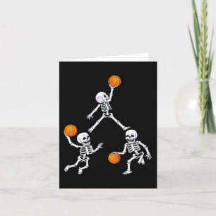Tarjeta Baloncesto Halloween Skeleton Dunking Dribble Boys