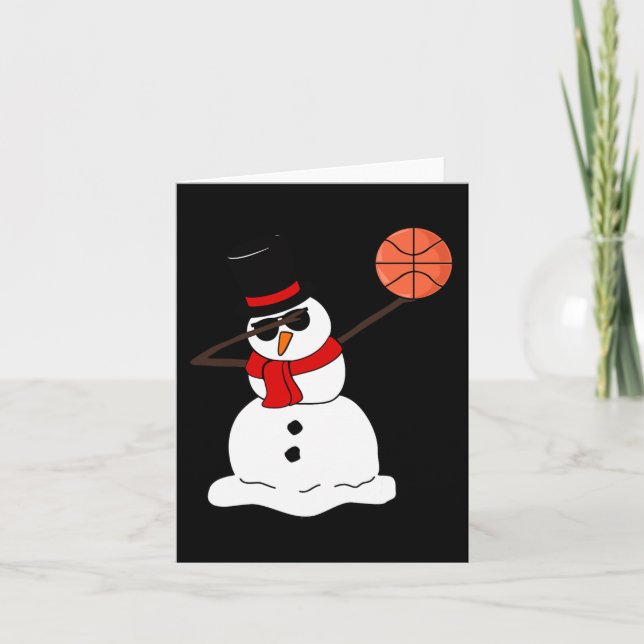 Tarjeta Baloncesto Navidades de luz de nieve en baloncesto (Anverso)