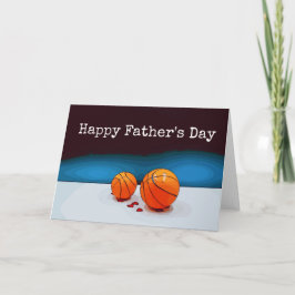Tarjeta Baloncesto Padre e hijo del Día del Padre acuarela
