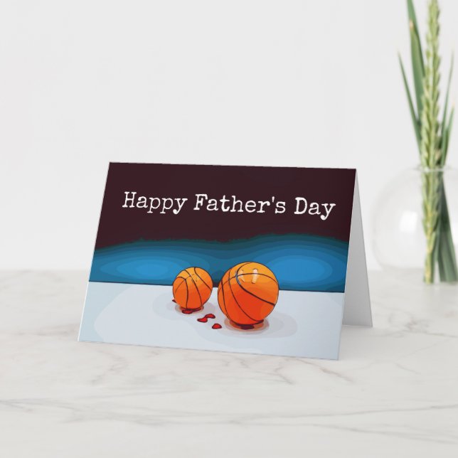 Tarjeta Baloncesto Padre e hijo del Día del Padre acuarela (Anverso)