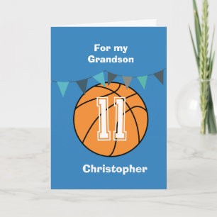 Tarjeta Baloncesto Personalizado Cumpleaños 11 Nieto
