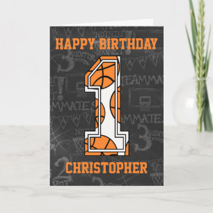 Tarjeta Baloncesto Primer cumpleaños