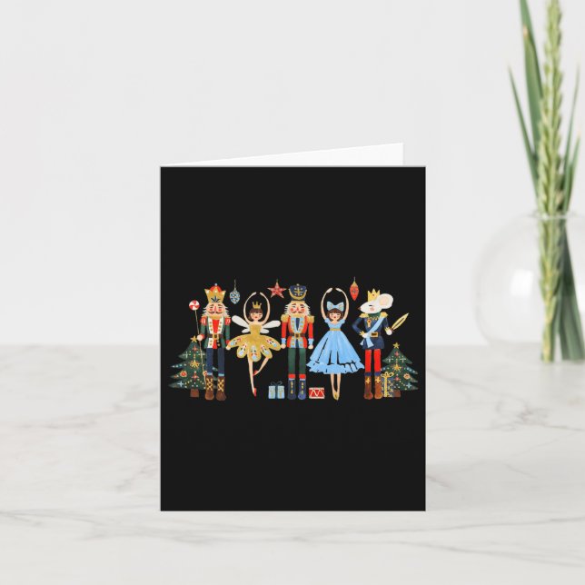 Tarjeta Baloncesto Retro Nutcracker Árbol De Navidad S Par (Anverso)