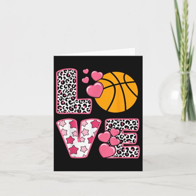 Tarjeta Baloncesto San Valentín Amor Con Corazón Día de Sa (Anverso)