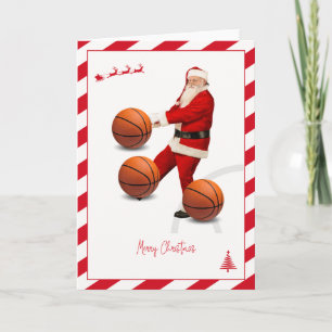 Tarjeta Baloncesto Santa Claus Feliz Año Nuevo Navidad