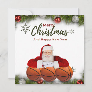 Tarjeta Baloncesto Santa Claus Feliz Año Nuevo Navidad