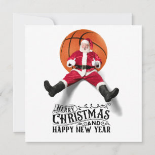 Tarjeta Baloncesto Santa Claus Feliz Año Nuevo Navidad