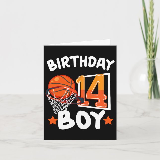 Tarjeta Baloncesto Tengo 14 Años Cumpleaños 14 Niño Decora (Anverso)