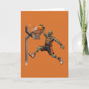 Tarjeta Baloncesto Zombie Espeluznante Halloween Mate
