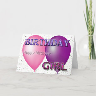 Tarjeta Balones Chica de cumpleaños