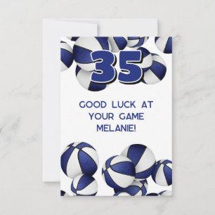Tarjeta balones de baloncesto azules y blancos buena suert