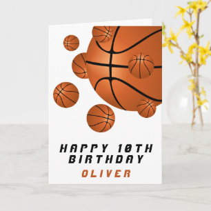 Tarjeta Balones de Baloncesto Naranja Niños Chico Feliz Cu