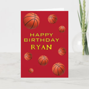 Tarjeta Balones de Baloncesto Personalizados Feliz Cumplea
