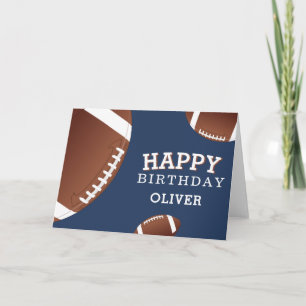 Tarjeta Balones de Fútbol Americano Deportes Feliz Cumplea
