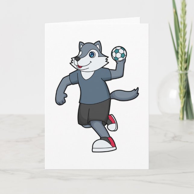 Tarjeta Balonmano jugador de balonmano lobo (Anverso)