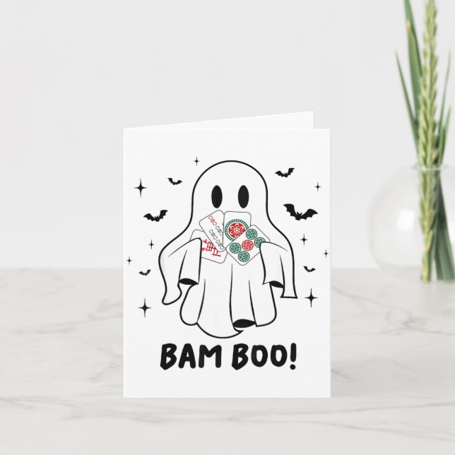 Tarjeta Bam Boo Halloween Ghost Mahjong Funny Costume Game (Anverso)