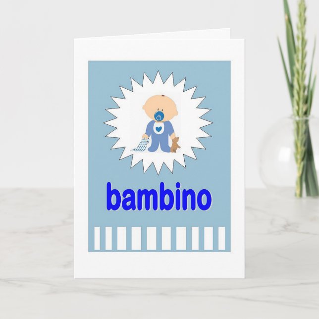 Tarjeta Bambino - Niño Recién nacido en Italiano (Anverso)