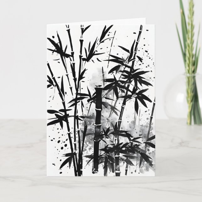 Tarjeta Bamboo - Watercolor flowers (Anverso)