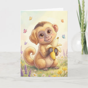 Tarjeta Banana Buddy y el prado de mariposas