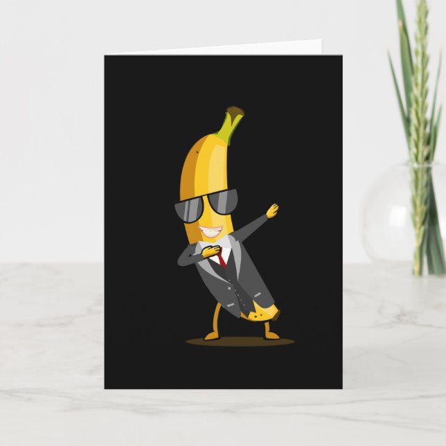 Tarjeta Banana de Guay con traje - Fruta de baile divertid (Anverso)