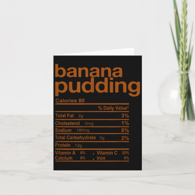 Tarjeta Banana Pudding Nutrition Facts Funny Thanksgiving  (Anverso)