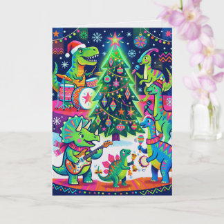 Tarjeta Banda de dinosaurios Jingle Bell Rock Navidad