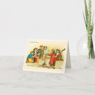 Tarjeta Banda de Gatos Musicales Victorianos de Navidad Lo