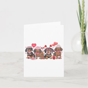 Tarjeta Bandán de perro salchicha del día de San Valentín