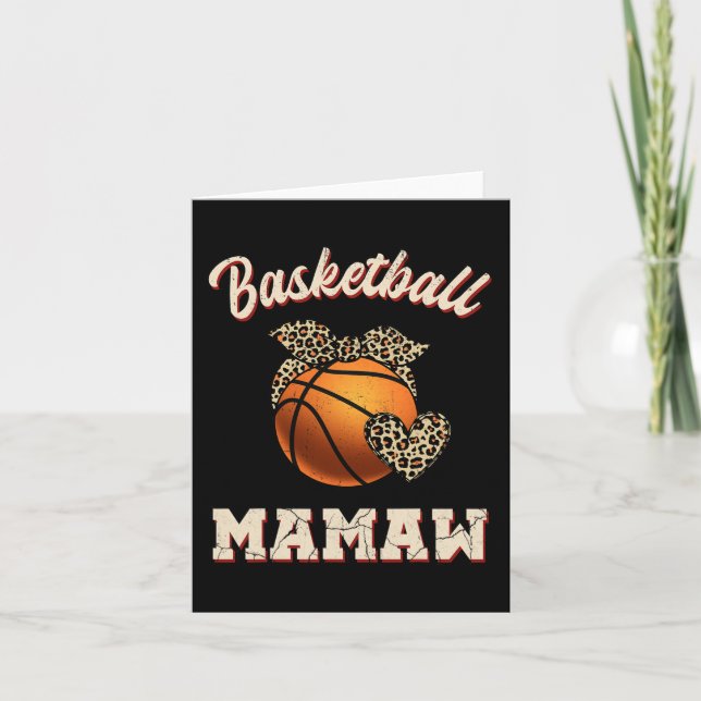 Tarjeta Bandana de Mamaw de Baloncesto Corazón de Leopardo (Anverso)