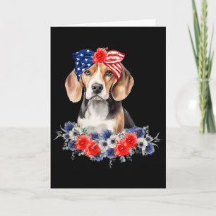 Tarjeta Bandana de perro Beagle bandera americana 4 de jul