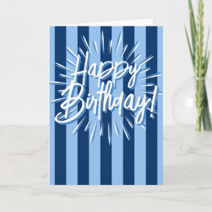 Tarjeta Bandas de Cabana "Feliz Cumpleaños" en azul