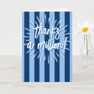 Tarjeta Bandas de cabana "Gracias a un millón" en azul