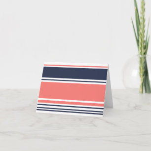 Tarjeta Bandas modernas azules y rosas en blanco