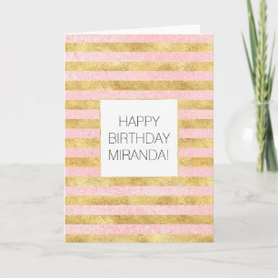 Tarjeta Bandas rosadas de Bonito Glitzy Gold